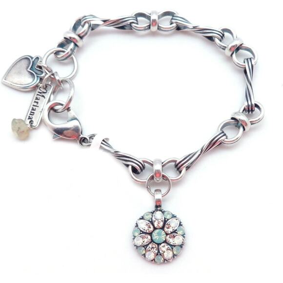 Mariana Seaside Day Silver Guardian Angel Bracelet Green Peach White 23439 NWT - Picture 1 of 4